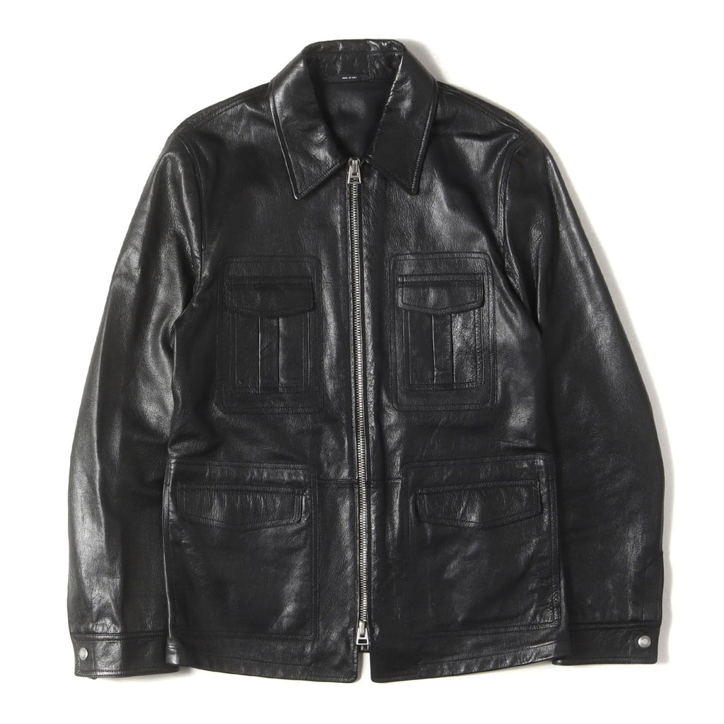 TOM FORD BI429 TFL572 Front Double Zip Goat Leather Jacket Black Size 50