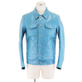 TOM FORD Crocodile Embossed Calf Leather Tracker Blouson Jacket Turquoise Blue Size 46