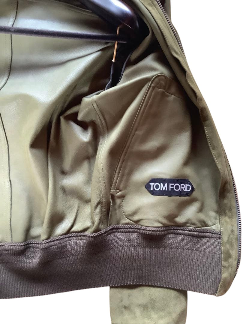 TOM FORD Suede Jacket Olive Green Size 44