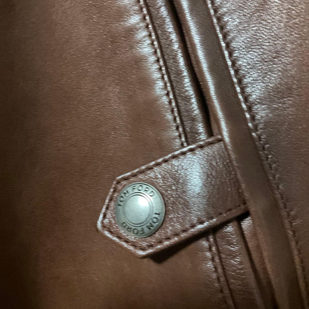 TOM FORD Leather Jacket Brown Size 50