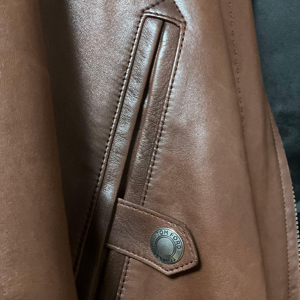 TOM FORD Leather Jacket Brown Size 50