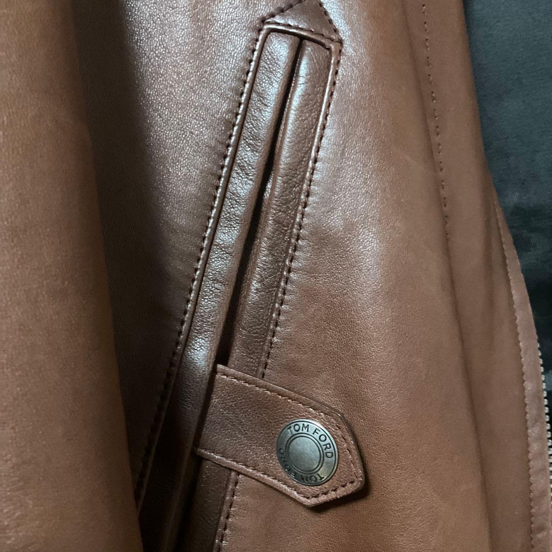 TOM FORD Leather Jacket Brown Size 50
