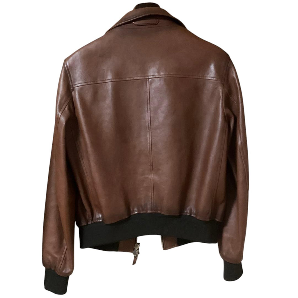 TOM FORD Leather Jacket Brown Size 50