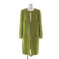 CHANEL Long Coat No-Collar Gold Logo Buttons COCO Mark Shoulder Pads Size 38 (M)