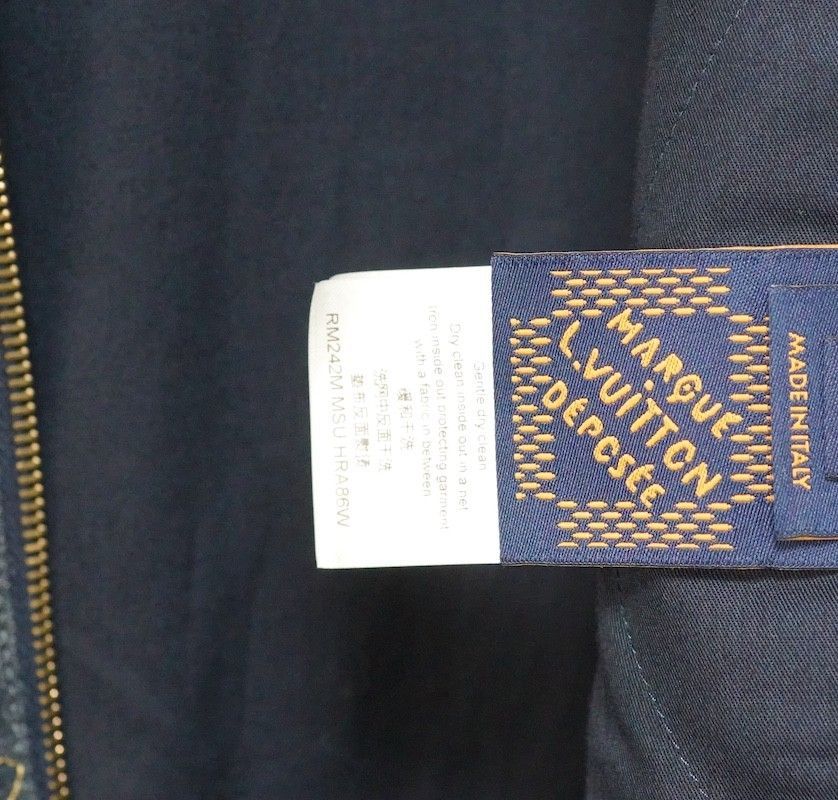 LOUIS VUITTON LV Arabesque Embroidered Indigo Denim Workwear Jacket Size 46 RM242M MSU HRA86W