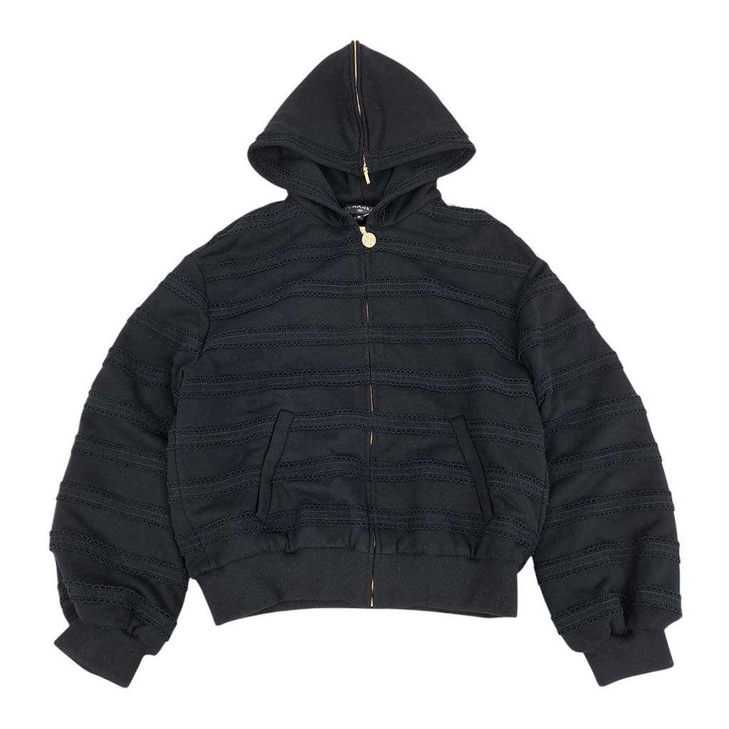 CHANEL P76223V67500 CC Mark Trim Zip-Up Blouson Black Size 36