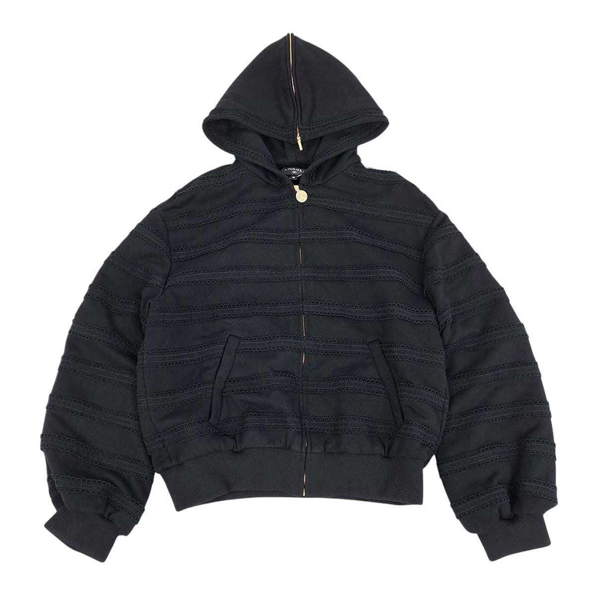 CHANEL P76223V67500 CC Mark Trim Zip-Up Blouson Black Size 36