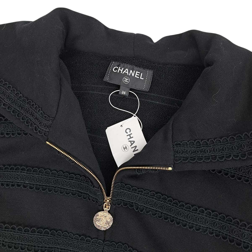 CHANEL P76223V67500 CC Mark Trim Zip-Up Blouson Black Size 36