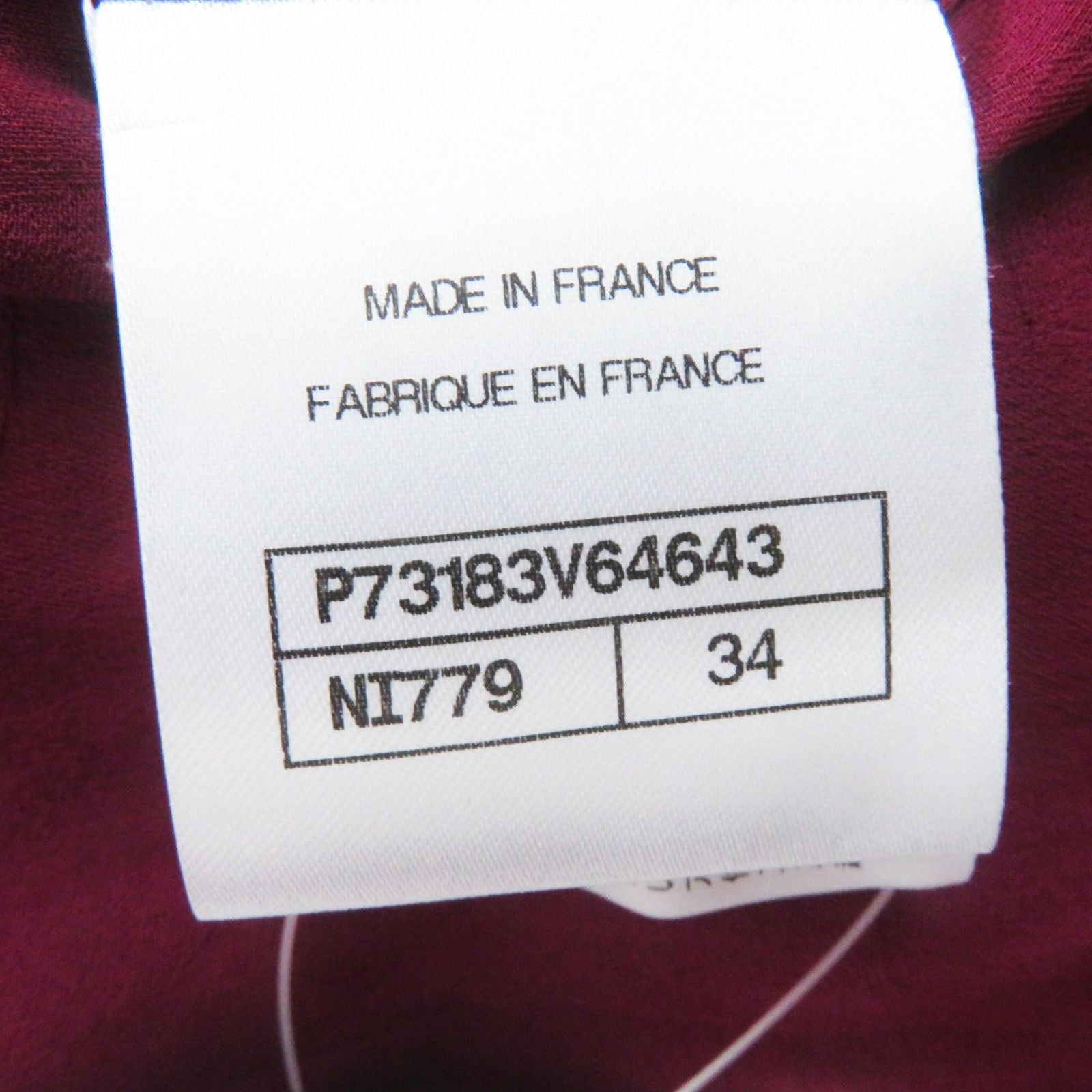 CHANEL 22A P73183 CC Button Collarless Tweed Jacket Burgundy Black White Size 34