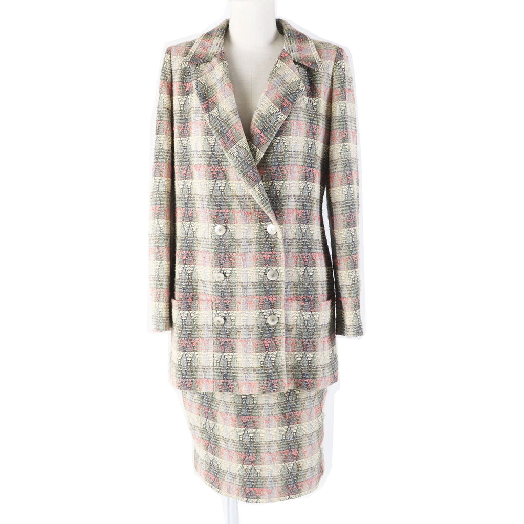 CHANEL 98P P10460 Vintage Wool Silk Mix CC Button Double-Breasted Tweed Setup Suit Multi Size 38