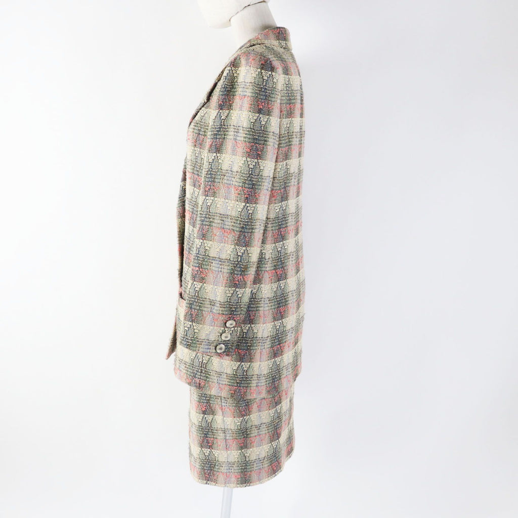 CHANEL 98P P10460 Vintage Wool Silk Mix CC Button Double-Breasted Tweed Setup Suit Multi Size 38