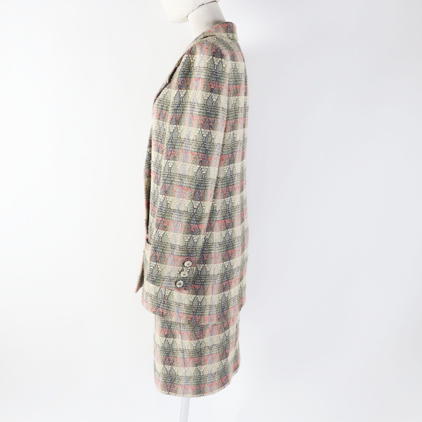 CHANEL 98P P10460 Vintage Wool Silk Mix CC Button Double-Breasted Tweed Setup Suit Multi Size 38