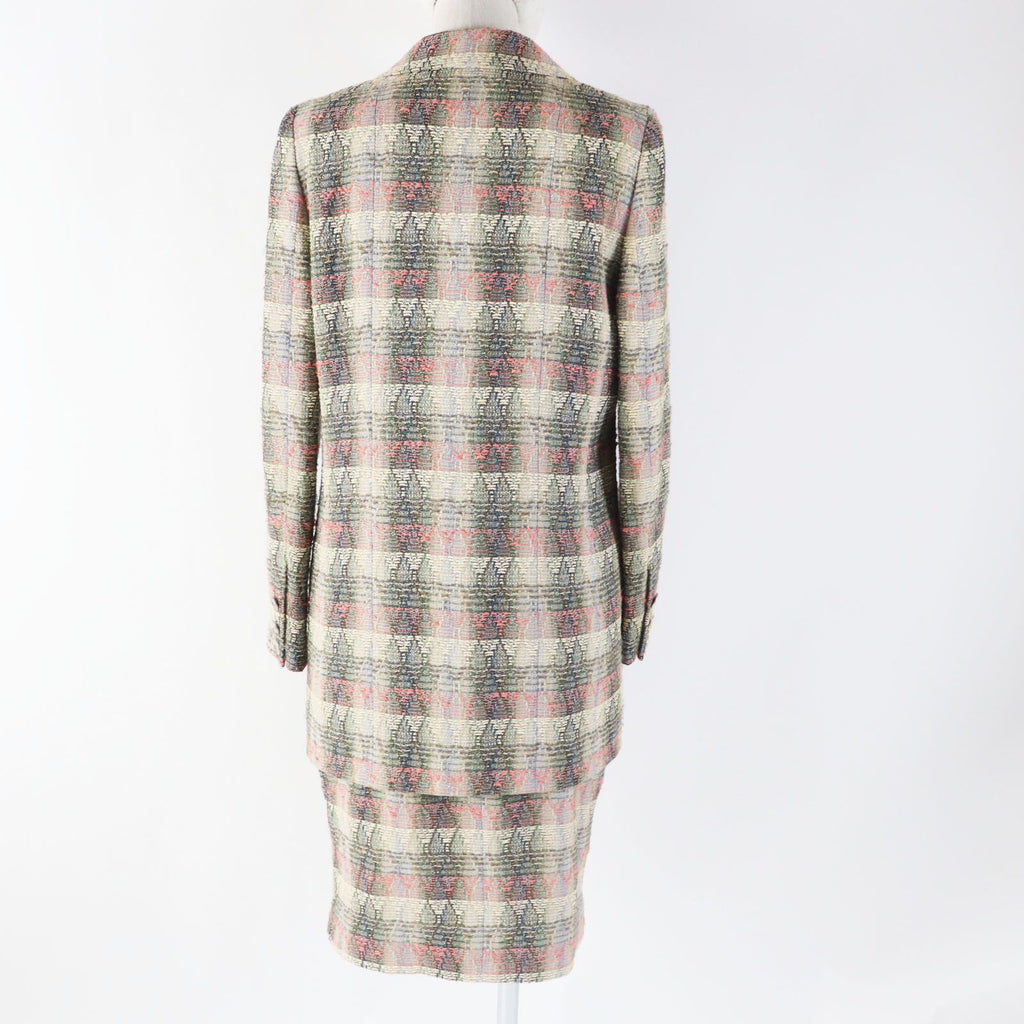 CHANEL 98P P10460 Vintage Wool Silk Mix CC Button Double-Breasted Tweed Setup Suit Multi Size 38