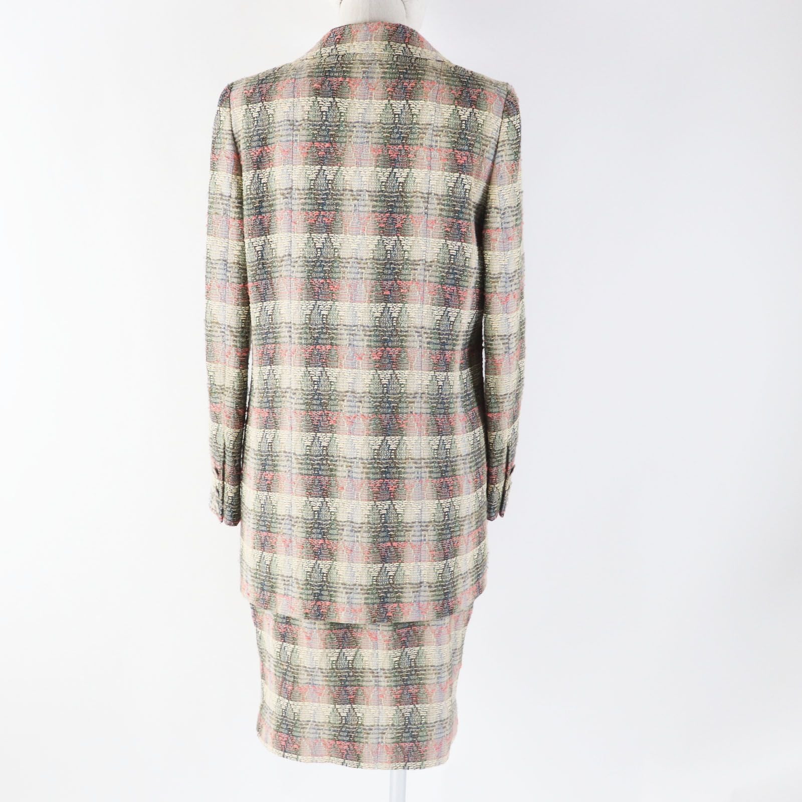 CHANEL 98P P10460 Vintage Wool Silk Mix CC Button Double-Breasted Tweed Setup Suit Multi Size 38