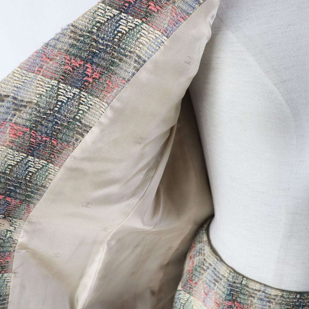 CHANEL 98P P10460 Vintage Wool Silk Mix CC Button Double-Breasted Tweed Setup Suit Multi Size 38