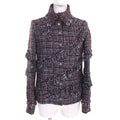CHANEL P49469 Dallas CC Button Mohair Alpaca Mix Tweed Jacket Red Navy Black White Size 34