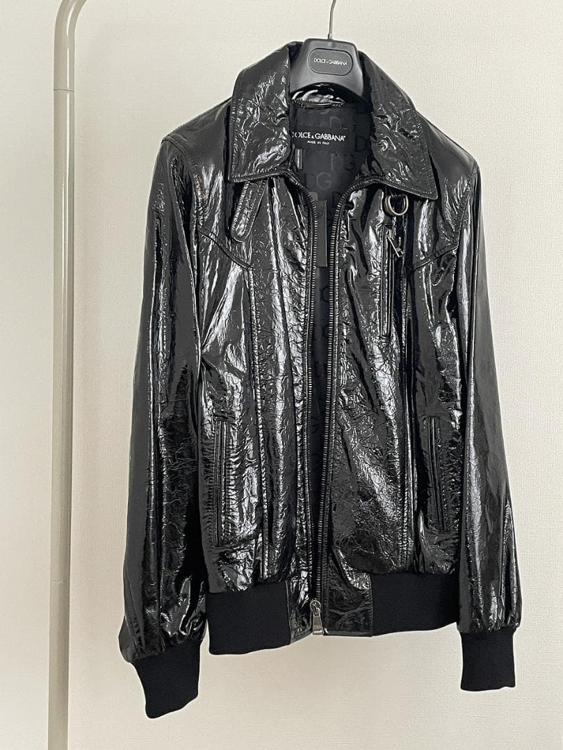 DOLCE & GABBANA Black x Gold Riders Jacket Size 48