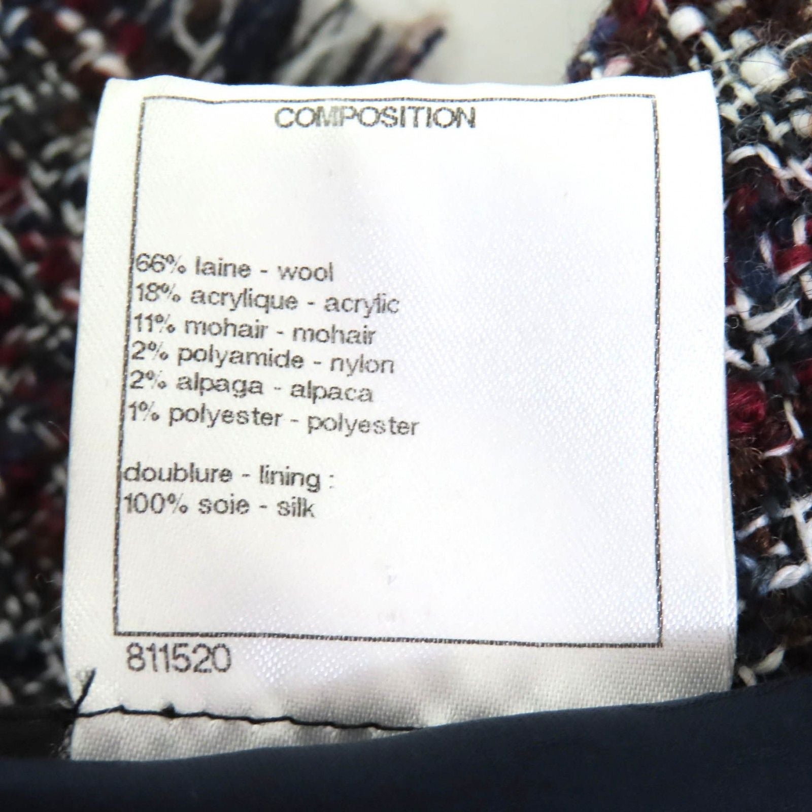 CHANEL P49469 Dallas CC Button Mohair Alpaca Mix Tweed Jacket Red Navy Black White Size 34