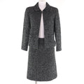 CHANEL 03C P20548/P20413 Vintage Wool Matelasse CC Button Tweed Setup Suit Black Size 34