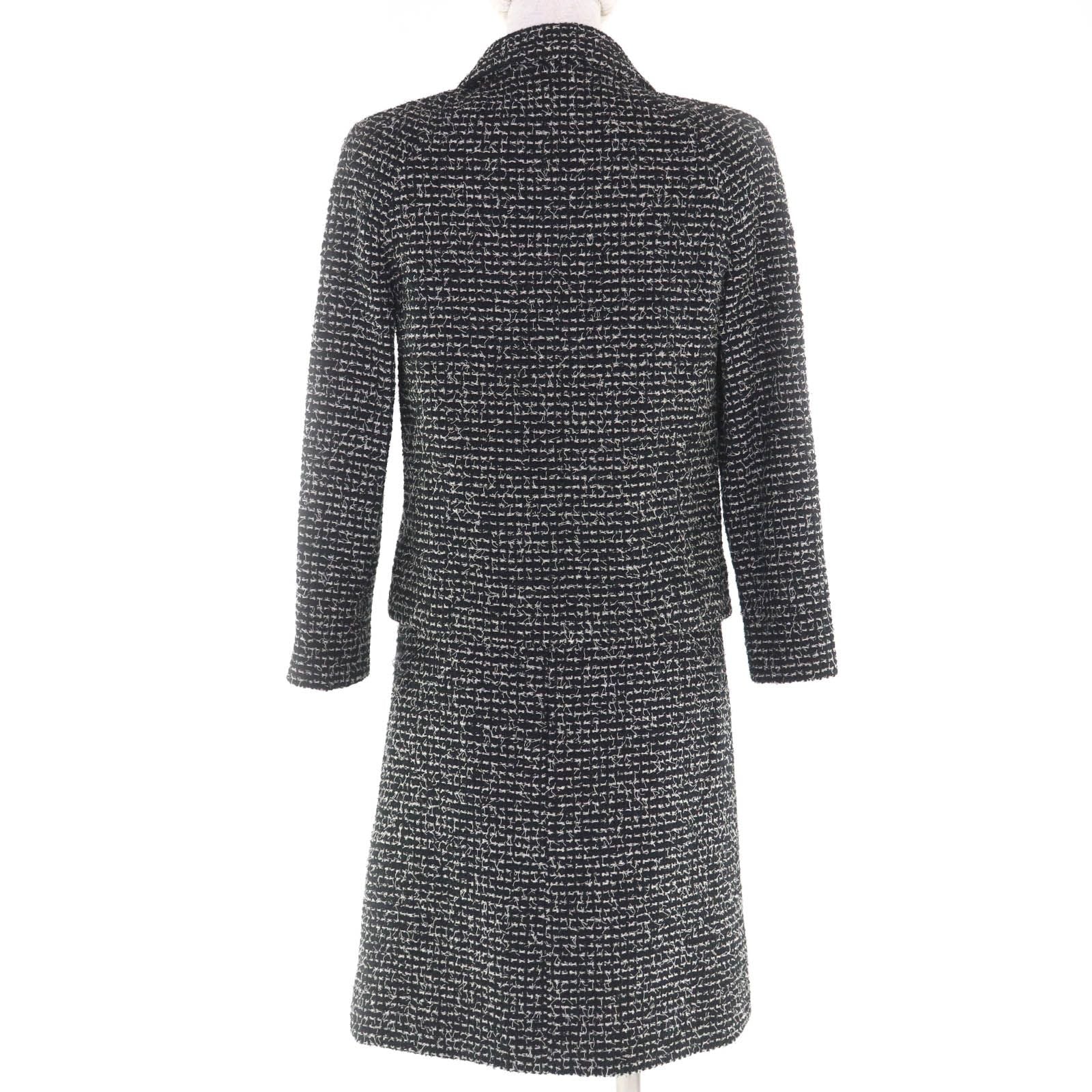CHANEL 03C P20548/P20413 Vintage Wool Matelasse CC Button Tweed Setup Suit Black Size 34