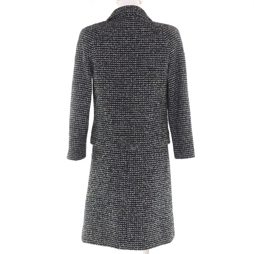 CHANEL 03C P20548/P20413 Vintage Wool Matelasse CC Button Tweed Setup Suit Black Size 34