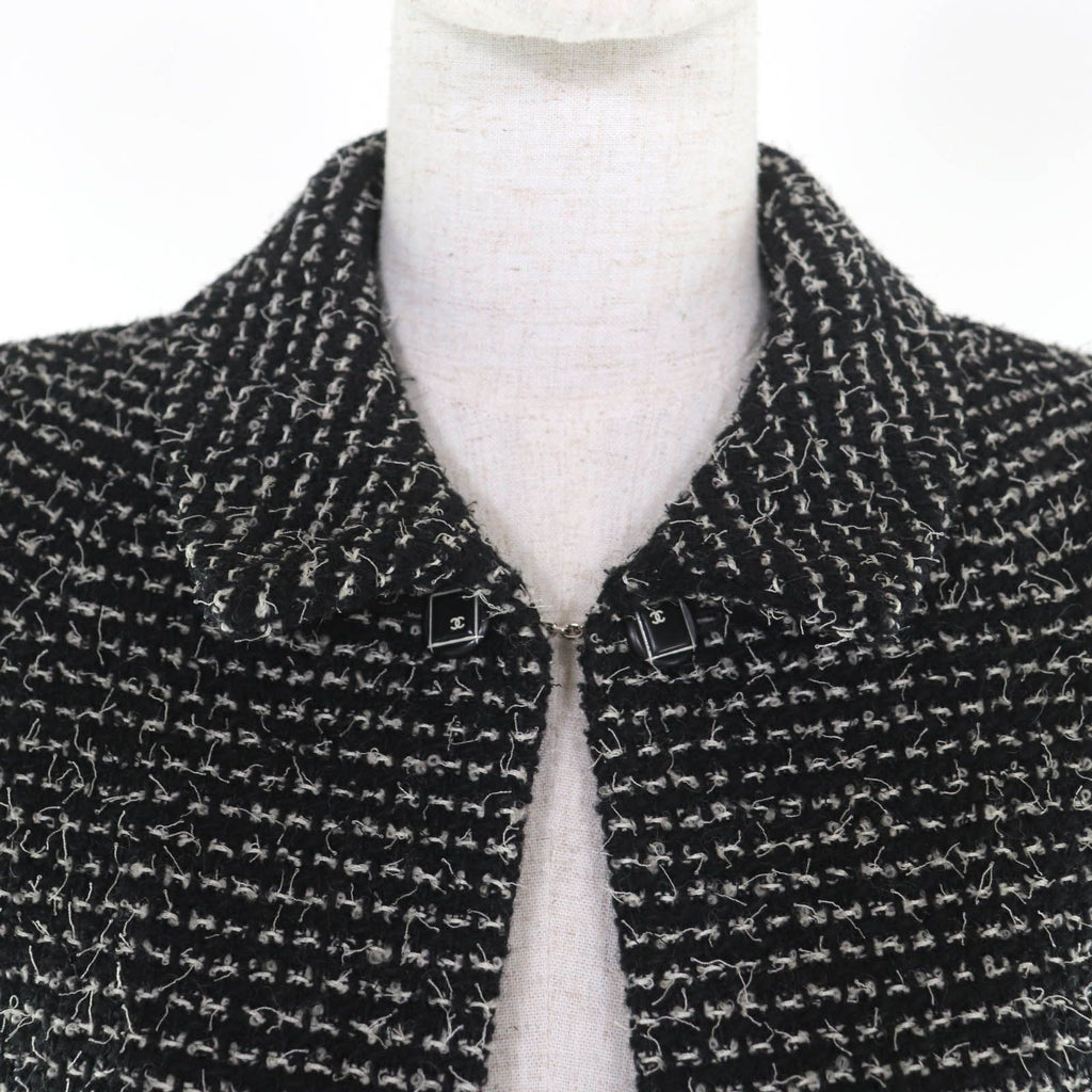 CHANEL 03C P20548/P20413 Vintage Wool Matelasse CC Button Tweed Setup Suit Black Size 34