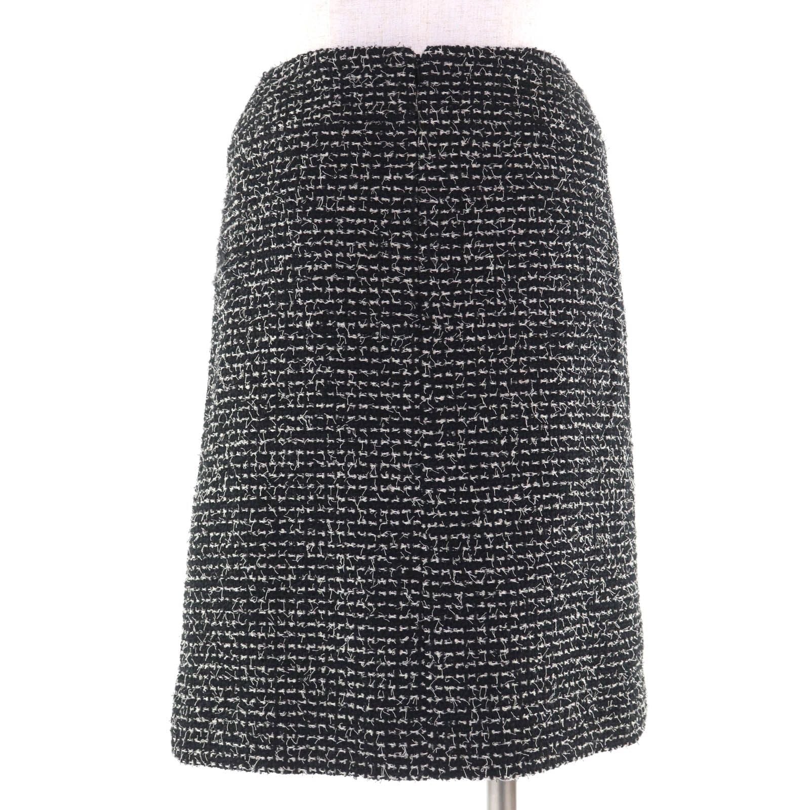 CHANEL 03C P20548/P20413 Vintage Wool Matelasse CC Button Tweed Setup Suit Black Size 34