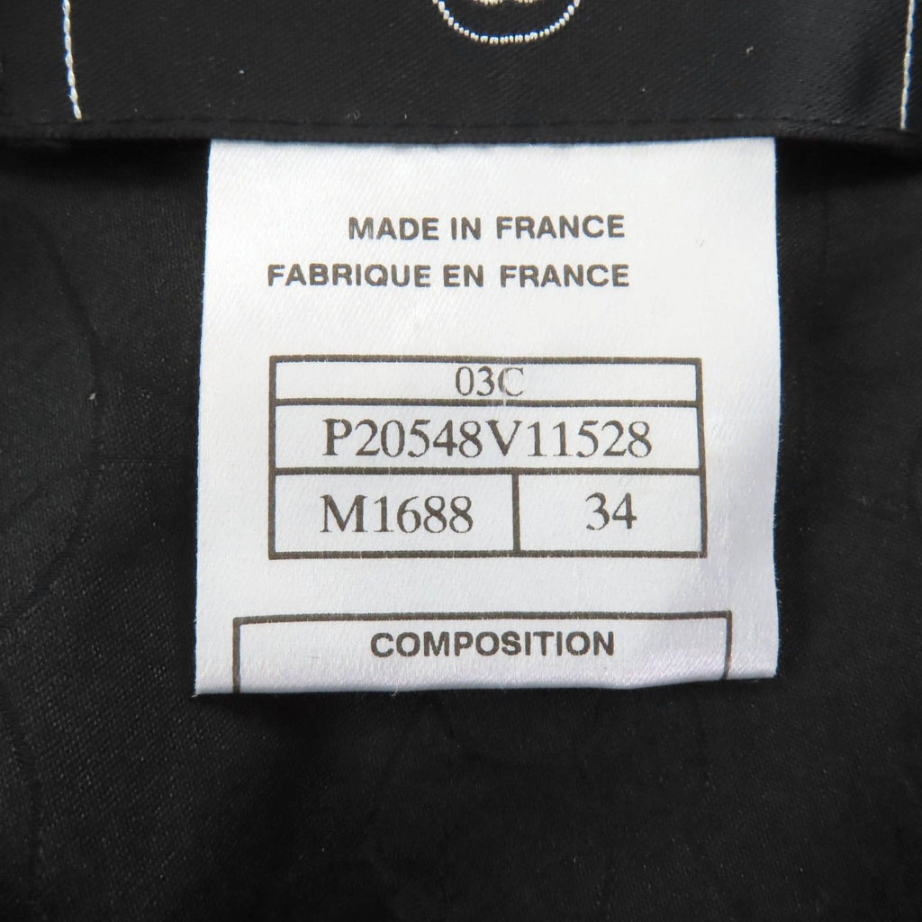 CHANEL 03C P20548/P20413 Vintage Wool Matelasse CC Button Tweed Setup Suit Black Size 34