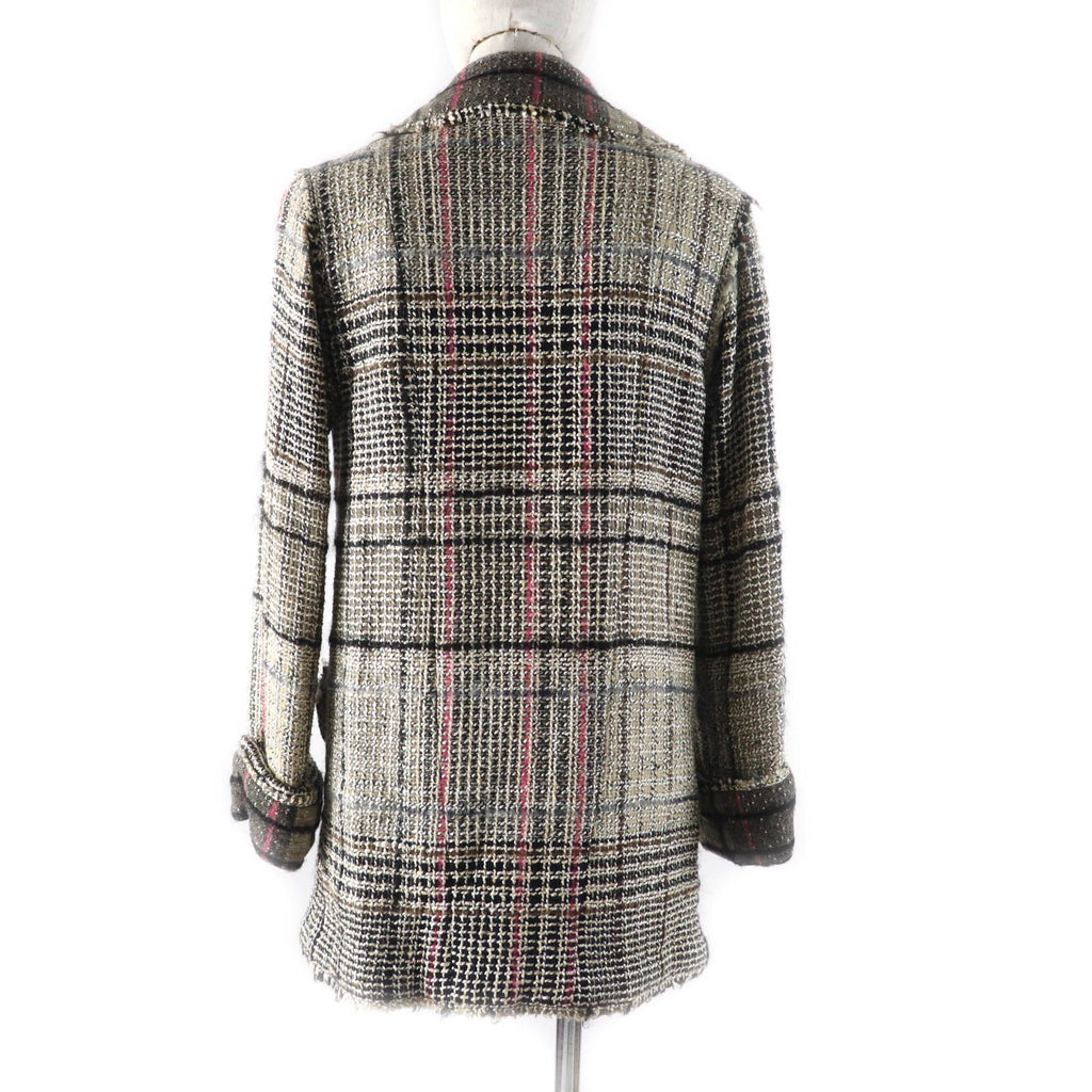 CHANEL 05A P26855 CC Button Checked Tweed Double-Breasted Jacket Multi Size 34