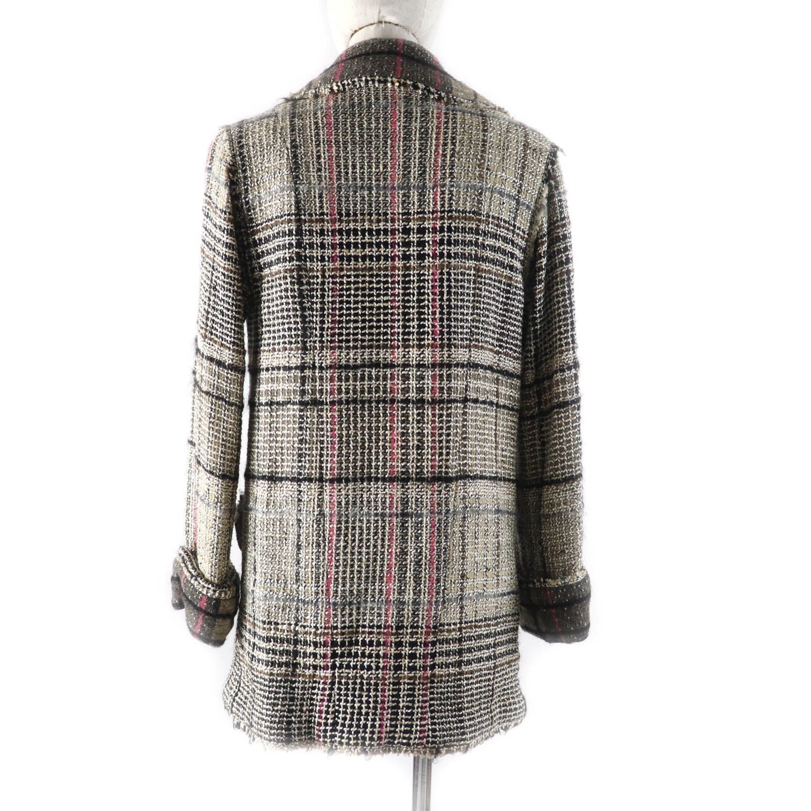 CHANEL 05A P26855 CC Button Checked Tweed Double-Breasted Jacket Multi Size 34