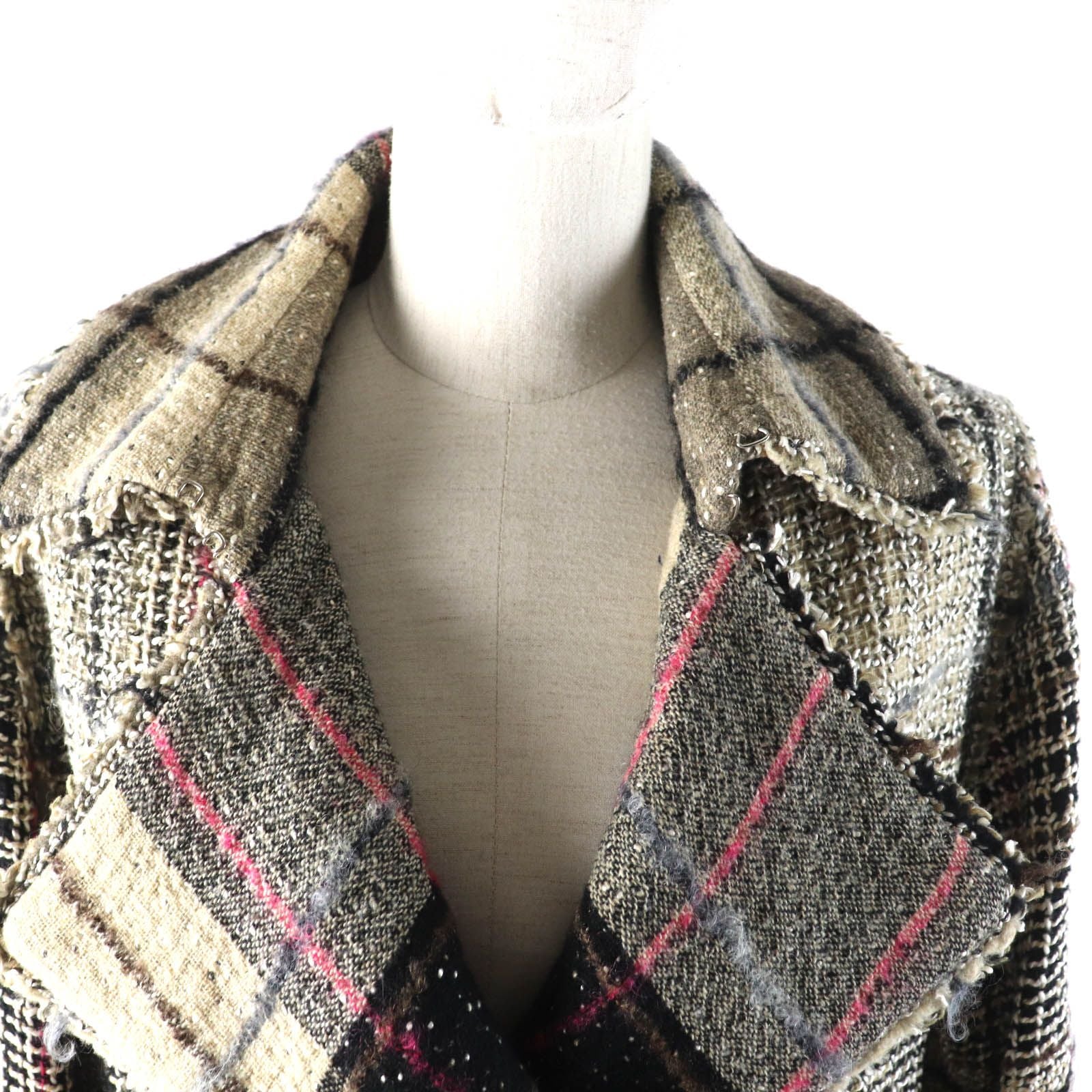 CHANEL 05A P26855 CC Button Checked Tweed Double-Breasted Jacket Multi Size 34