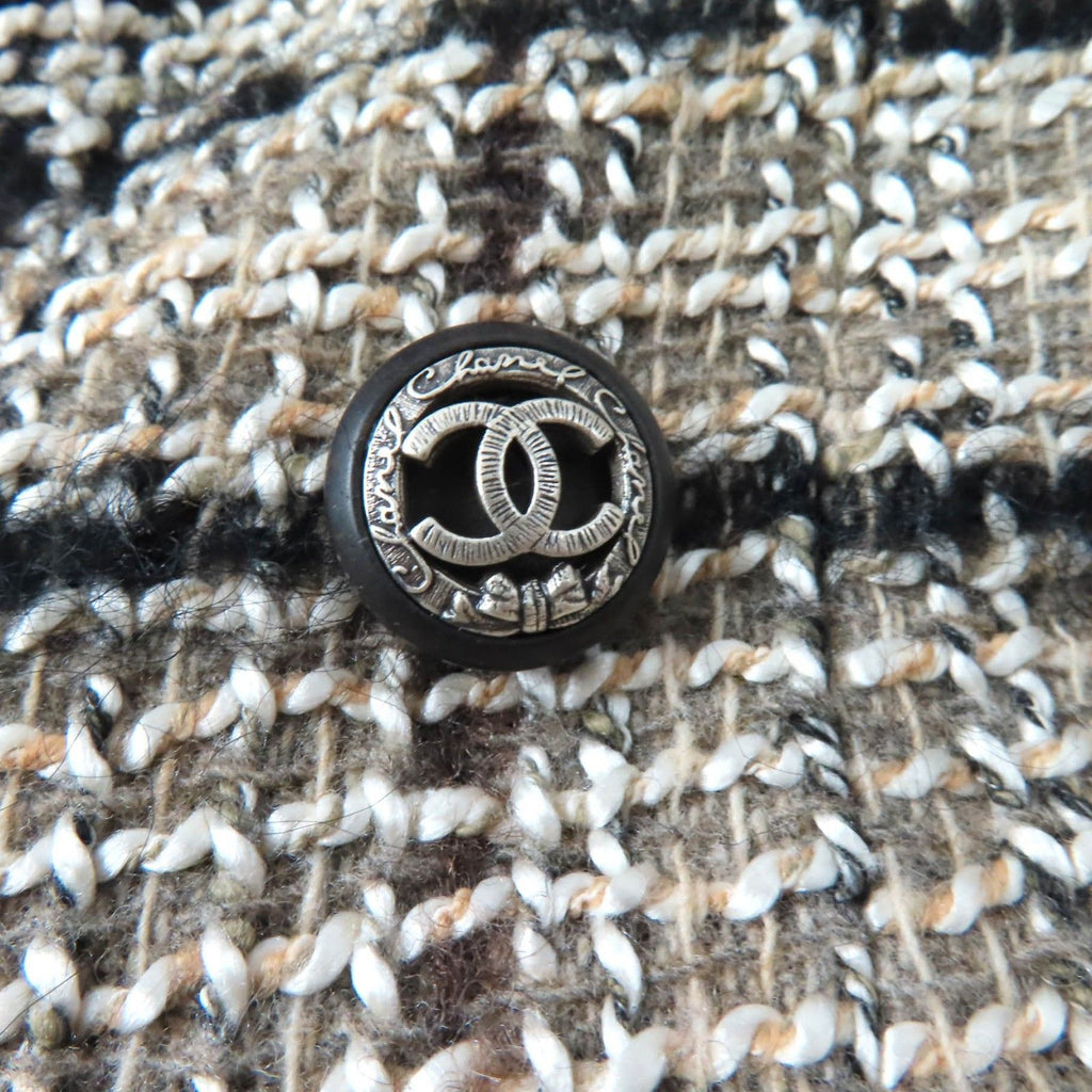 CHANEL 05A P26855 CC Button Checked Tweed Double-Breasted Jacket Multi Size 34