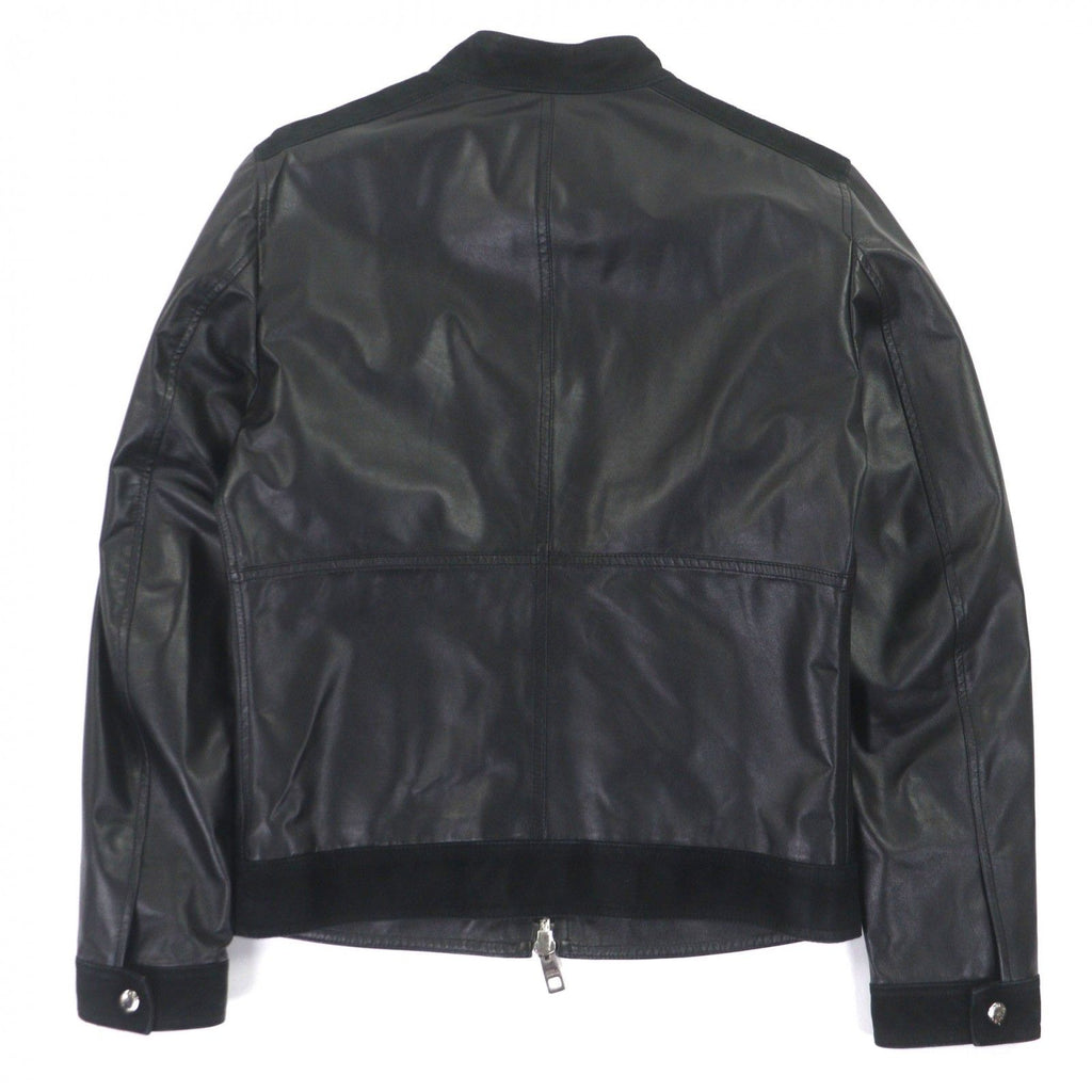 DOLCE & GABBANA All Leather Single Riders Jacket Black Size 46