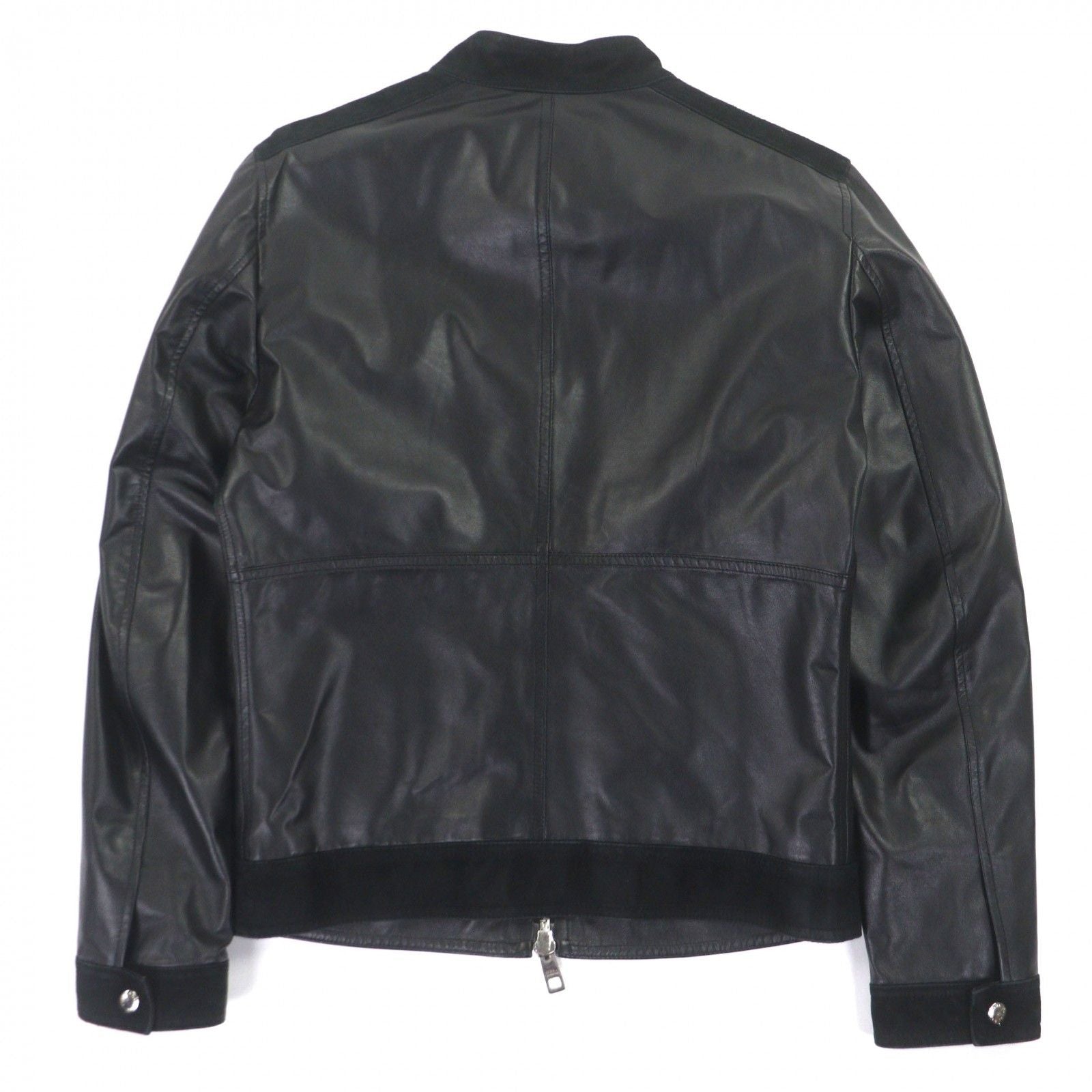 DOLCE & GABBANA All Leather Single Riders Jacket Black Size 46