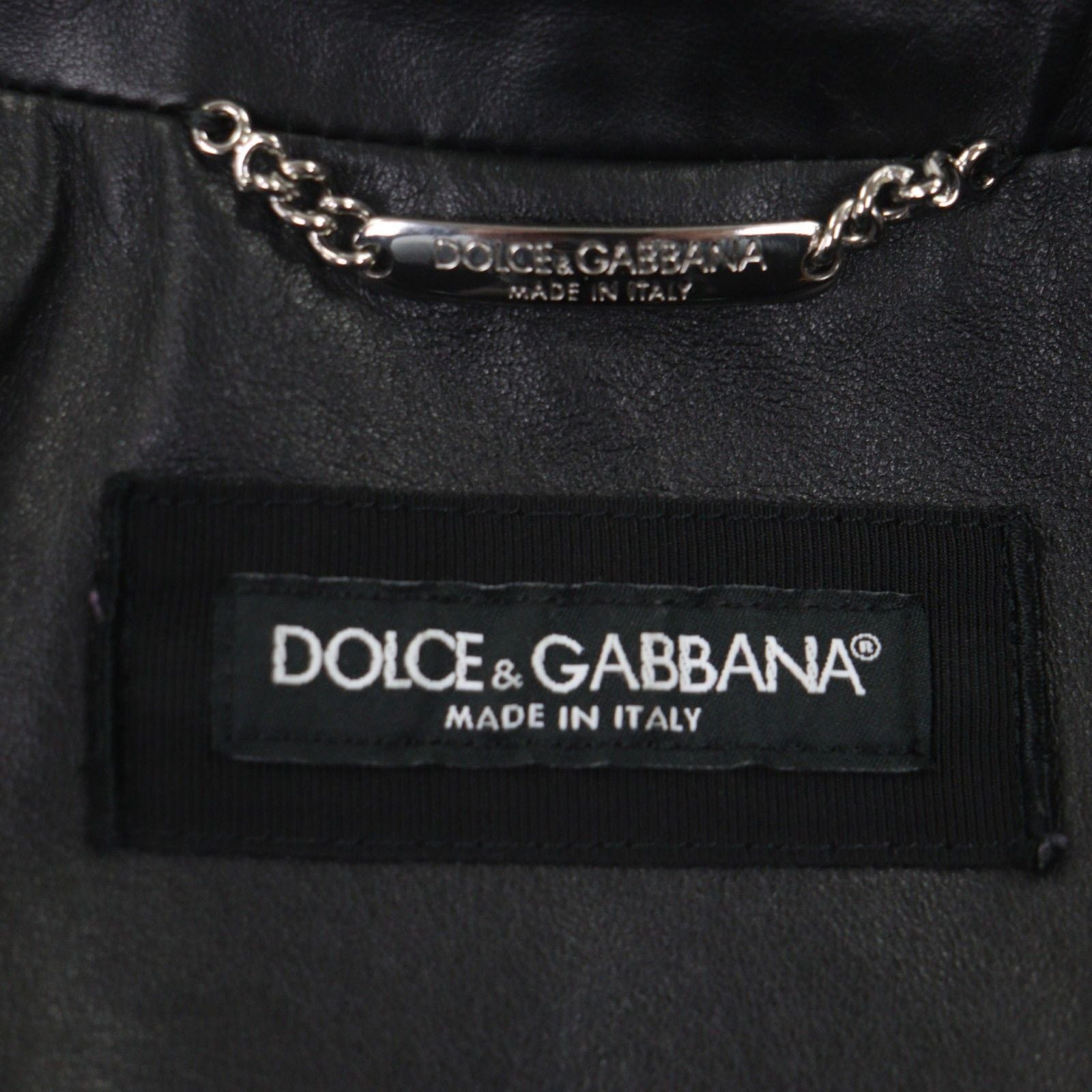 DOLCE & GABBANA All Leather Single Riders Jacket Black Size 46
