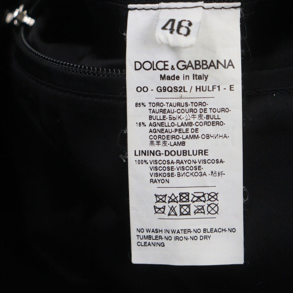 DOLCE & GABBANA All Leather Single Riders Jacket Black Size 46