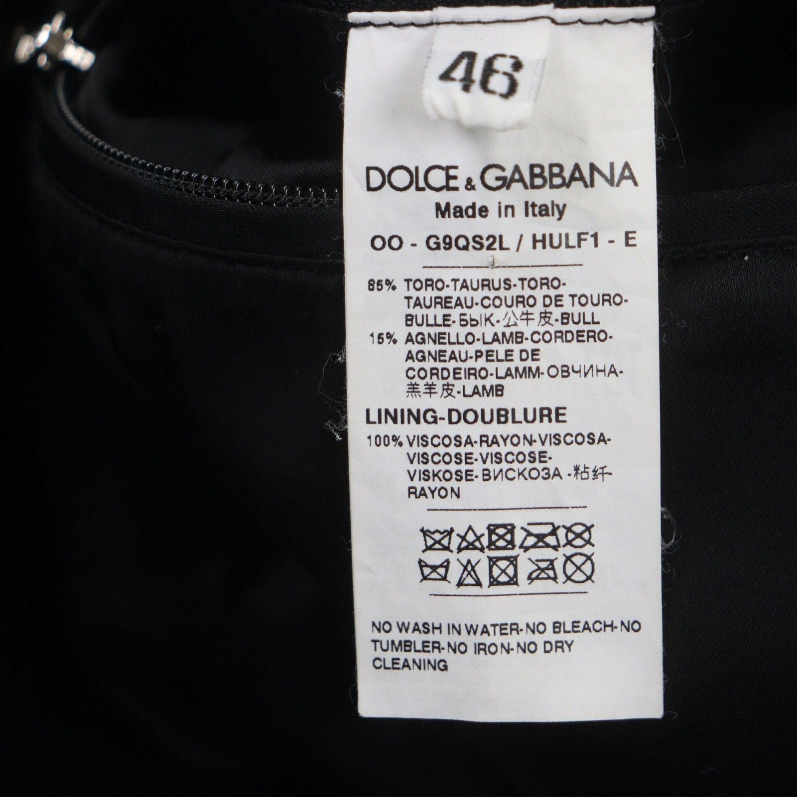 DOLCE & GABBANA All Leather Single Riders Jacket Black Size 46