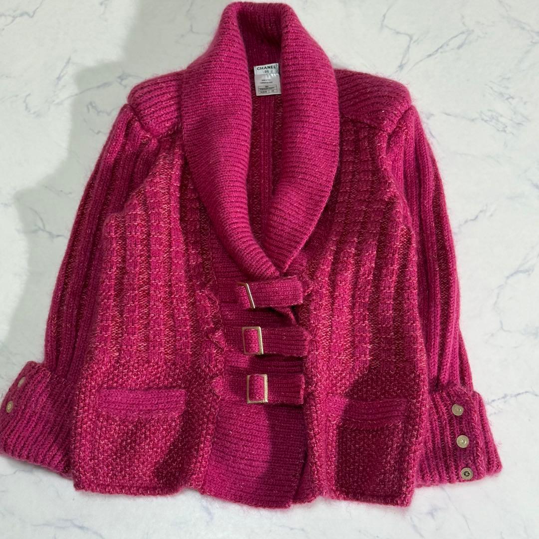 CHANEL CC Logo Wool Mohair Belted Cardigan Jacket Size 42