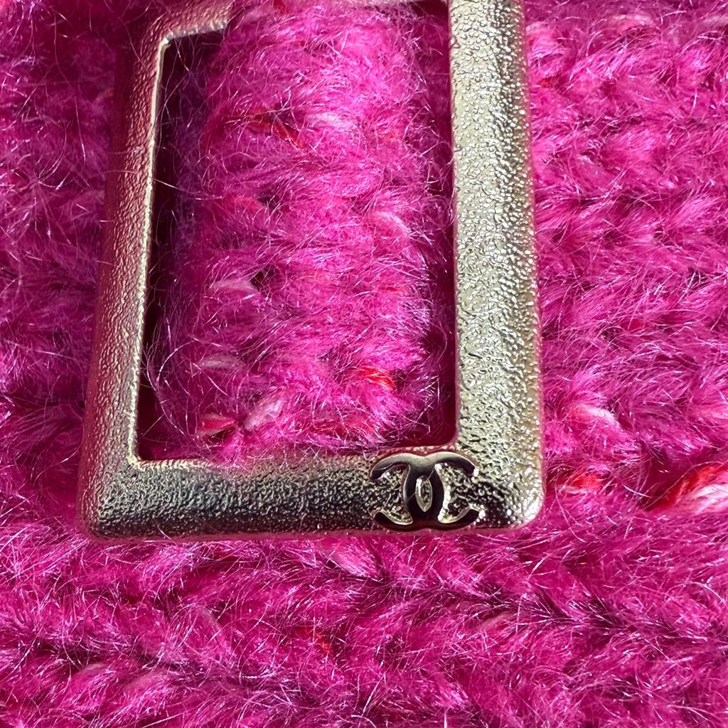 CHANEL CC Logo Wool Mohair Belted Cardigan Jacket Size 42