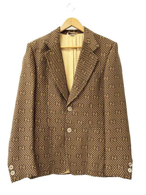 Gucci 20AW GG All-Over Stripe Jacquard Tailored Jacket Size 46