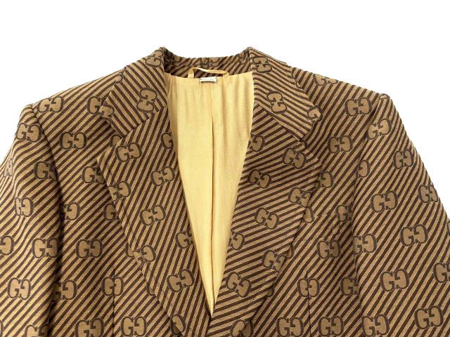 Gucci 20AW GG All-Over Stripe Jacquard Tailored Jacket Size 46