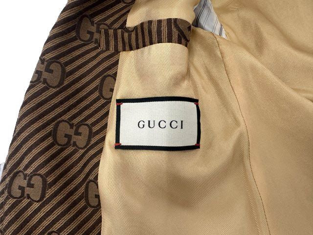 Gucci 20AW GG All-Over Stripe Jacquard Tailored Jacket Size 46
