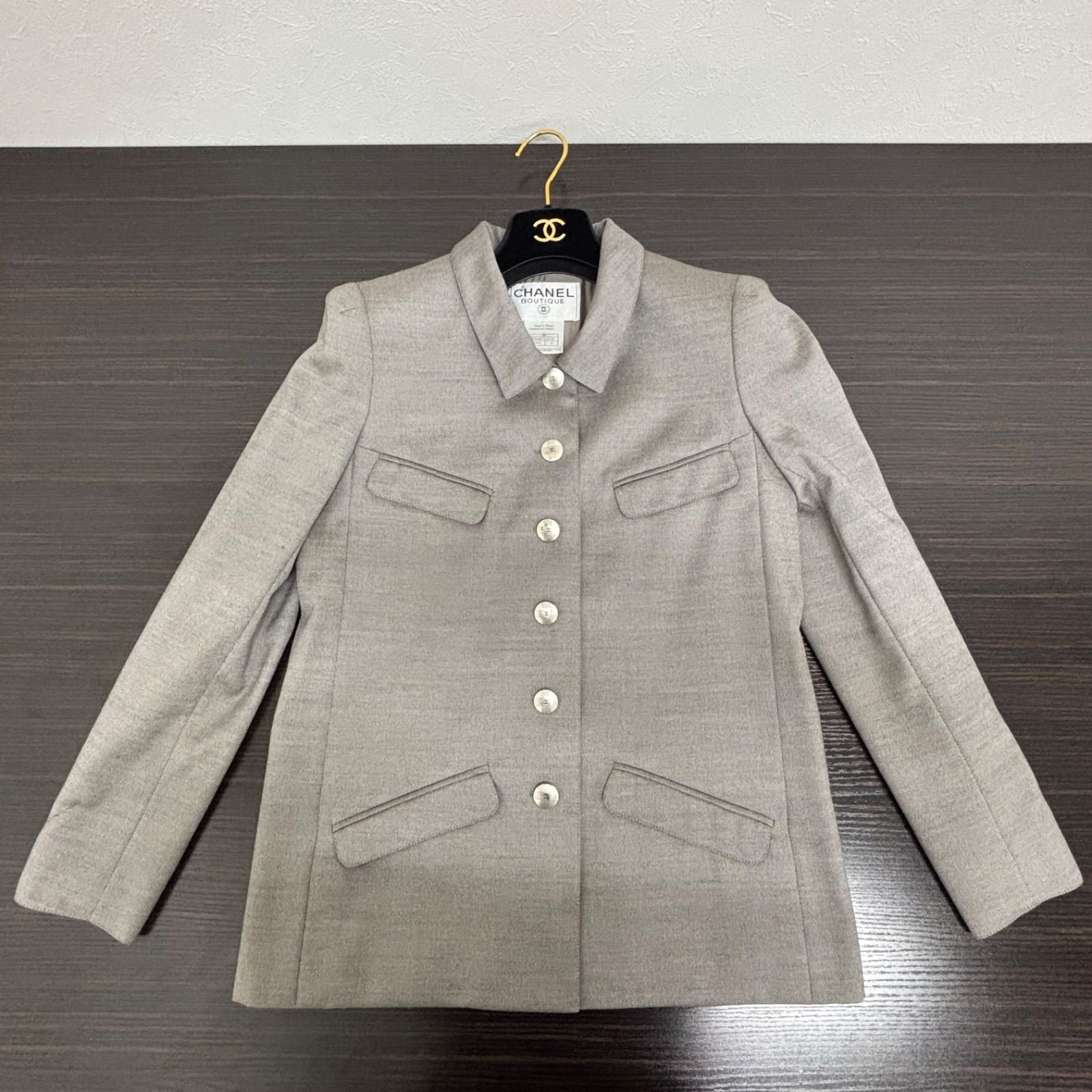 CHANEL Jacket & Pants Suit Setup Grey Size 36