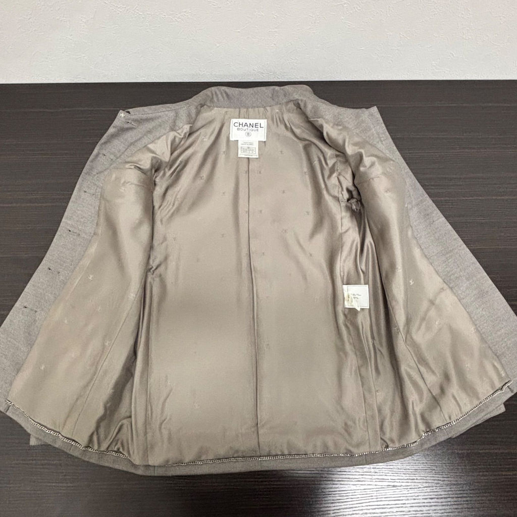 CHANEL Jacket & Pants Suit Setup Grey Size 36