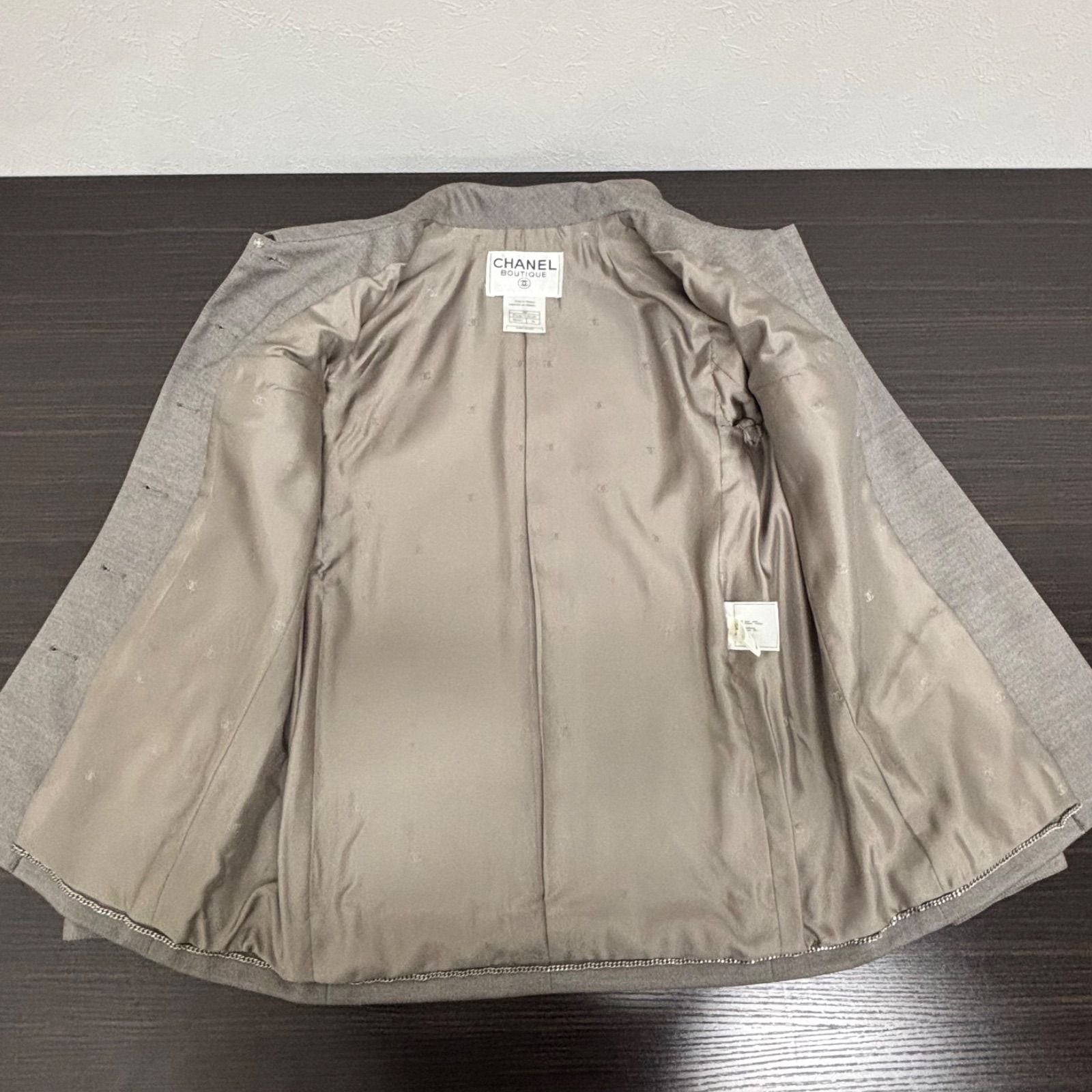 CHANEL Jacket & Pants Suit Setup Grey Size 36