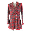 CHANEL 20S Runway Silk Tweed Jacket  Jumpsuit CC Button Red Black Size 34