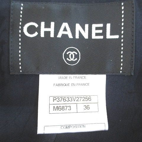 CHANEL Tweed Jacket & Knee-Length Tight Skirt Setup CC Logo Size 36