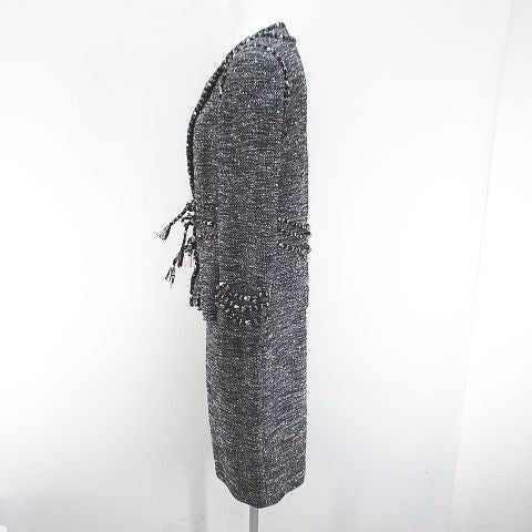 CHANEL Tweed Jacket & Knee-Length Tight Skirt Setup CC Logo Size 36