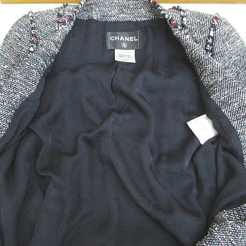 CHANEL Tweed Jacket & Knee-Length Tight Skirt Setup CC Logo Size 36