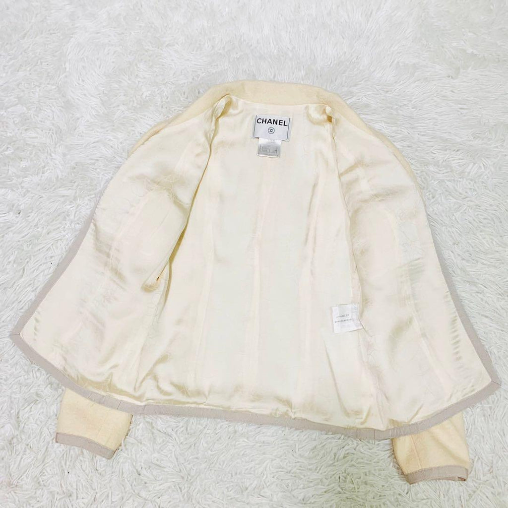 CHANEL Pearl Embellished Jacket White Size 36